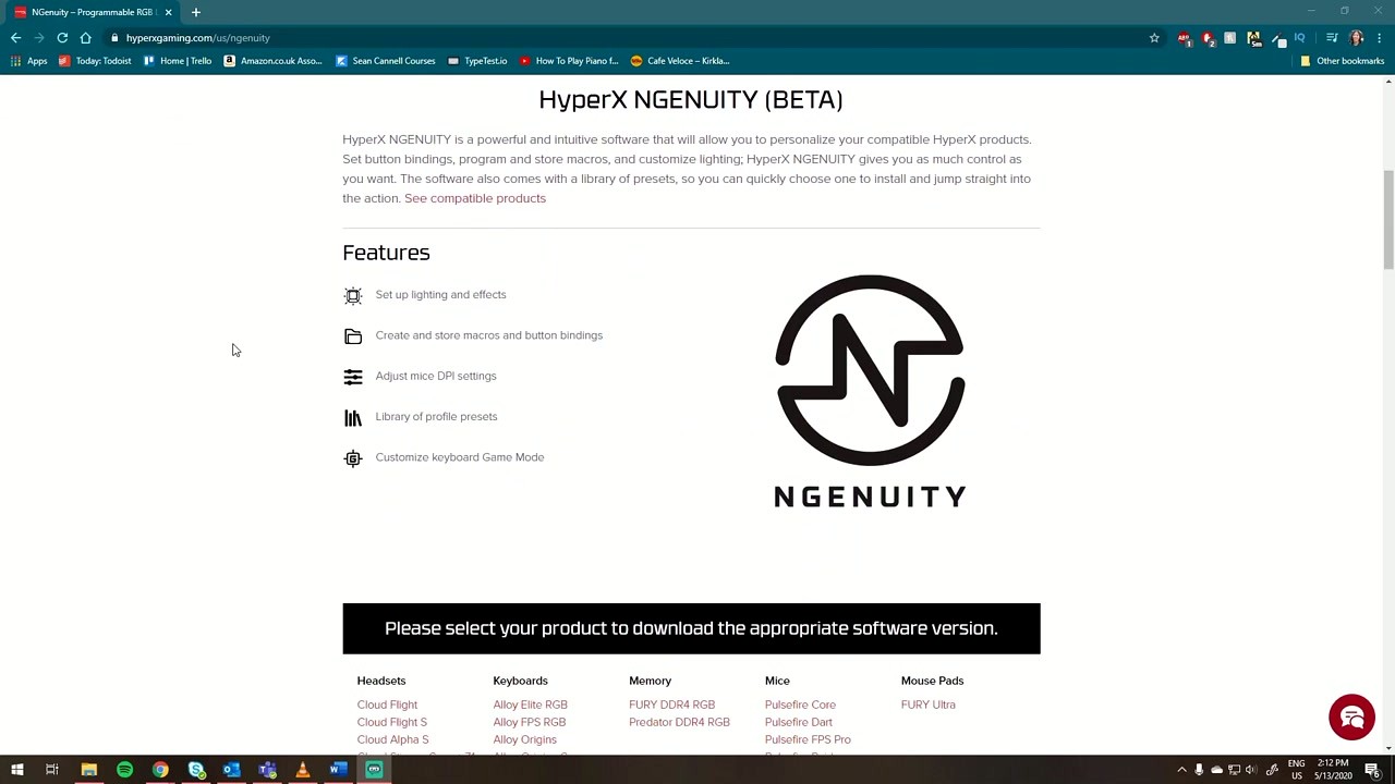 HyperX NGENUITY official download page