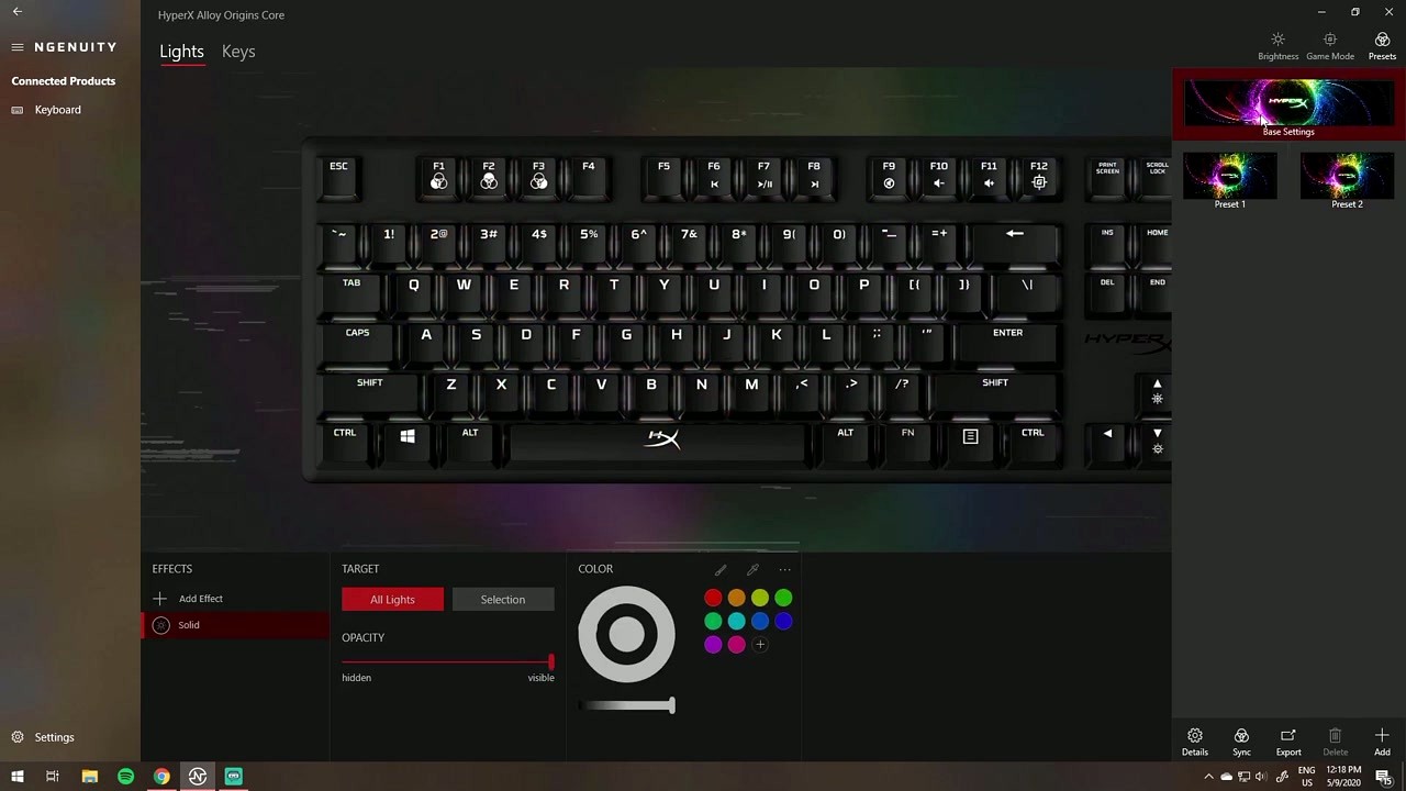 NGENUITY solid color picker and presets