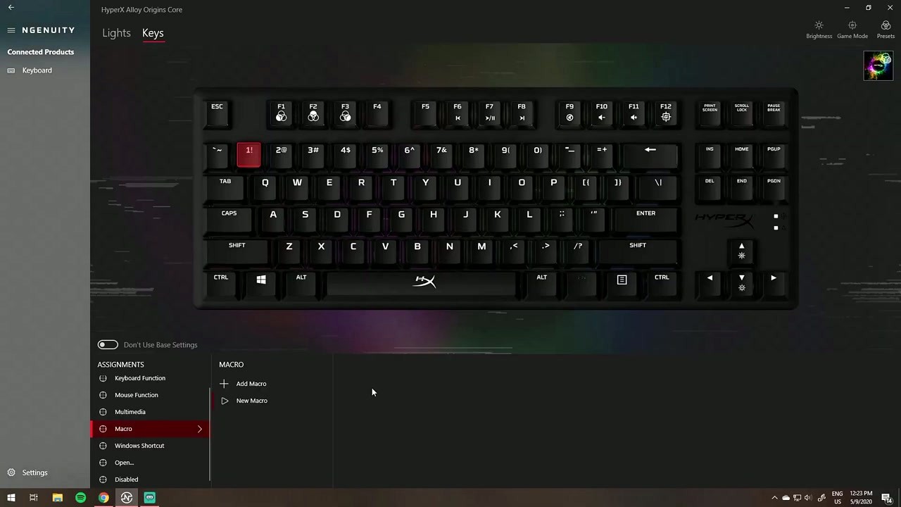 NGENUITY key remapping and macro configuration