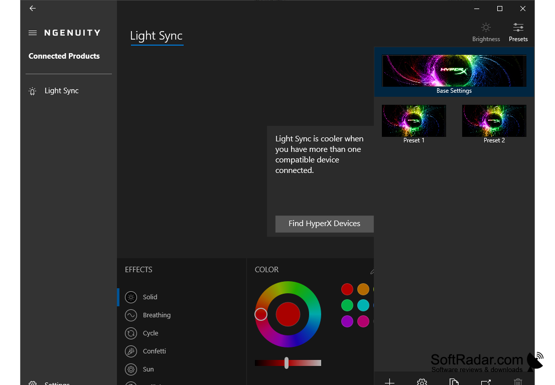 HyperX NGENUITY lighting presets library